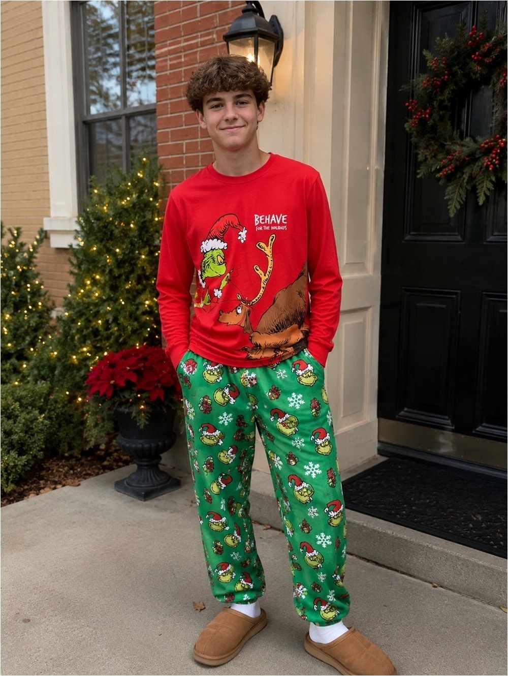 The Grinch Christmas Pajama Set Youth 14/16 Fleece Holiday Sleepwear